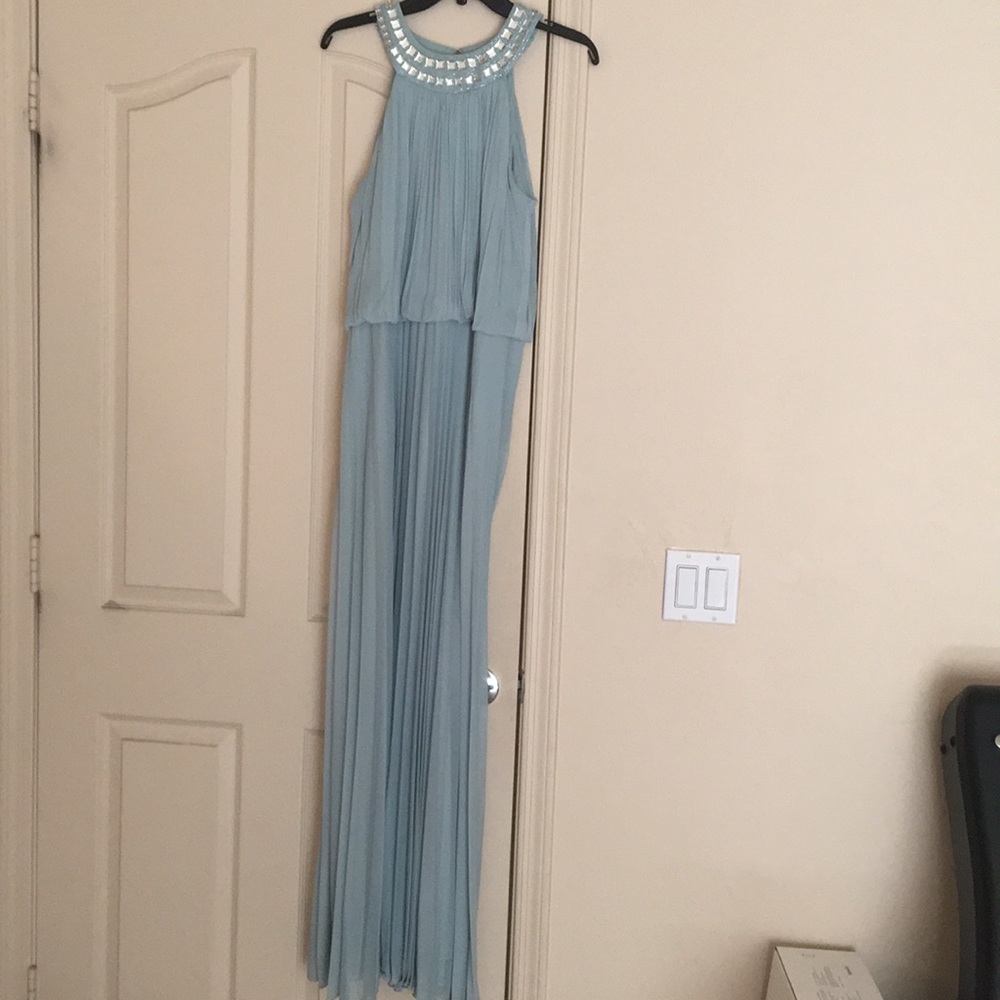 Women’s long mint green evening gown